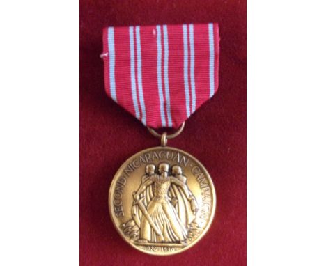 American Second Nicaraguan Campaign Medal - issued to servicemen of the Marine Corps who fought the campaign 1926-1930. Scarc