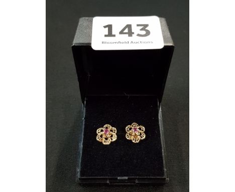 PAIR OF 9 CARAT GOLD &amp; RUBY SET EARRINGS