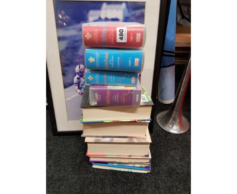 BOX OF 1ST EDITION HARRY POTTER HARD BACK BOOKS AND 4 AUDIO BOOKS