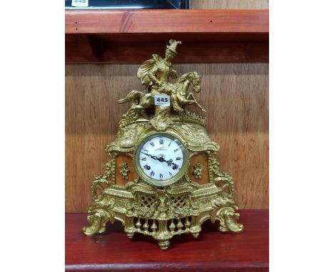 LARGE ORNATE BRASS MANTLE CLOCK 
