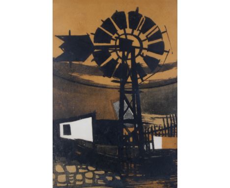 Anthony Harrison (1931-2012) - 'The Windmill' print. No. 15/50 dated 1959, signed lower right. 47cm x 70cm. Framed and glazed