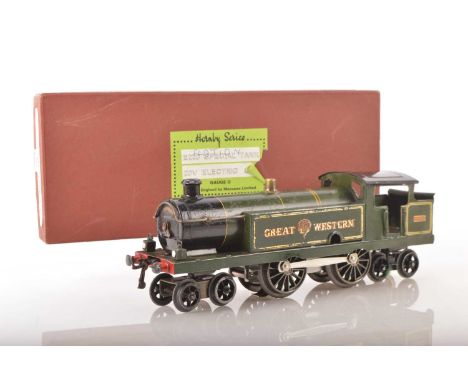 Hornby 0 Gauge No.2 4-4-4 Tank loco GWR green, No.7203, partly over/repainted and fitted with a Ace 3-rail electric mech, F