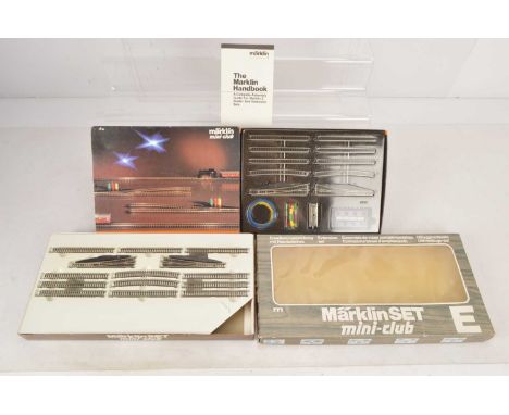 Marklin Miniclub Z Gauge Track Packs (2), two boxed packs, 8191 Set E and 8190 Set E extension pack (box faded), both appear 