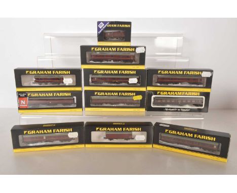Graham Farish by Bachmann and Graham Farish N Gauge BR Maroon Coaches (11),  all boxed, MK1 examples, 374-061A, 374-036, 374-