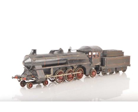 Bing Gauge 1 4-6-2 Continental outline Lined Black Loco & Tender,  3-rail electric, Loco with some paint loss/flaking to the 