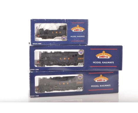Bachmann 00 Gauge boxed LMS plain black Tank Locomotives (3), pair of 32-875 Fairburn 2-6-4T 2691, both in original boxes and