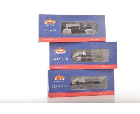 Bachmann 00 Gauge boxed BR and L&Y  black Steam 2-4-2 Tank Locomotives (3) 35-077 BR Class E4 32556, 31-166 BR 50636 and 31-1
