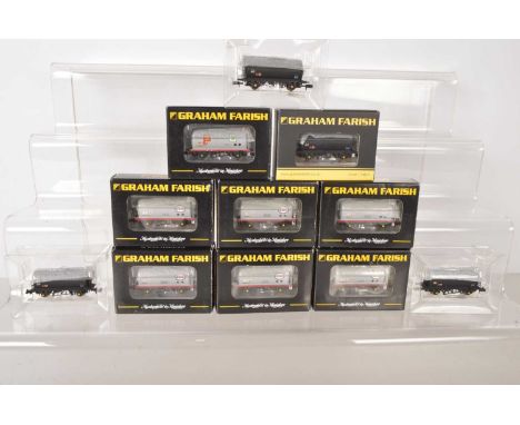 N Gauge Graham Farish by Bachmann TTA Fuel Tank Wagons (11) all boxed/packaged, 373-77A Shell BP in grey livery (7), 373-775S