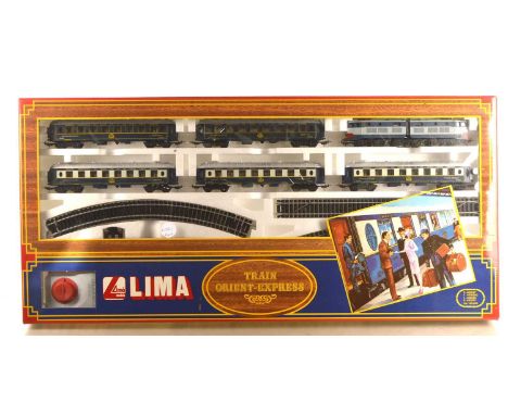 Ex Shop stock Lima H0 Gauge  107004 Trans-Orient Express Train Set,  comprising two tone blue Co-Co-Co Electric Locomotive, p