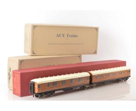 Ace 0 Gauge modern issue C/6 LNER sleeper coaches (3), Articulated all 1st No.1204 and 1205 and a further pair in repro style