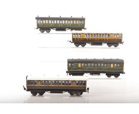 Marklin 0 Gauge Passenger coaches, (4), LNWR No.1153 *2, roofs and some base parts overpainted, 2 couplings replaced/refixed 