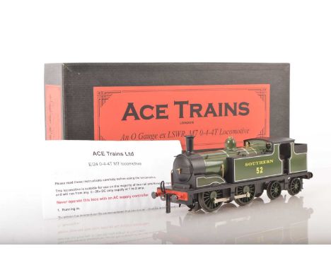 V Ace 0 Gauge modern issue E/24 0-4-4 Tank Loco Southern Lined green class M7, No.52, 2/3 rail electric, E, Box E with instru