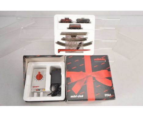 Marklin Mini Club Z Gauge Gift Cube Starter Set,  boxed set 81564, includes DB maroon diesel locomotive V 60 107, two freight