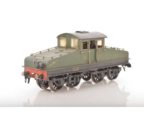 Marklin Gauge 1 P.O green Steeple cab Loco, No.E.1, 3-rail electric, twin bogie with 1 powered set with 3-rail pick-ups, varn