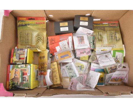 Large quantity of boxed 00 Gauge Lineside accessories including Peco and Langley Animals and scenic accessories Springside an