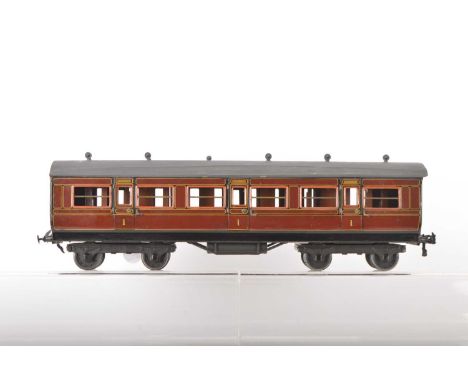 Bing Gauge 1 1921 series Midland All 1st Passenger coach, some light retouching to the sides and base, roof overpainted, G