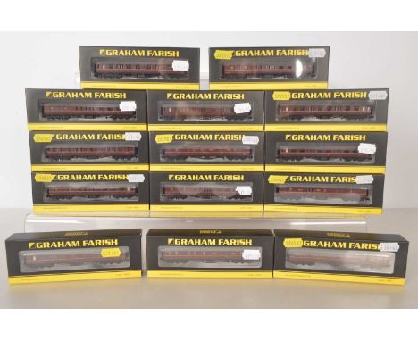 Graham Farish by Bachmann N Gauge Hawksworth BR Maroon Coaches (14),  all boxed, 374-537 (3), 374-586 (3), 374-562 (4), 374-5