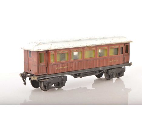 Marklin Gauge 1 Continental outline Mitropa 34cm Schlafwagen (Sleeping Car), in enamelled wood effect finish, hinge roof  wit