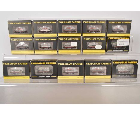 N Gauge Graham Farish by Bachmann Fuel Tank Wagons (15) all boxed 14T wagons in silver livery, 377-2013K1 Regent, Bachmann Co