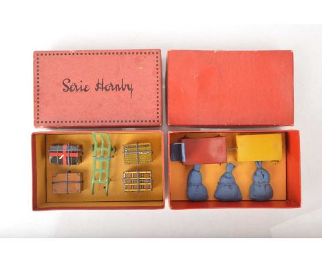 French Hornby 0 Gauge pair of Post war Railway Accessories (2),  No.1 Luggage with 'Paris' Trunk and Trolley struck to origin