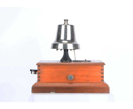 Signal Box Block Bell Appears to Be From Green Lane Crossing Signal, by R E Thomson London, mahogany construction, with chrom