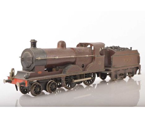 V Marklin Gauge 1 4-4-0 Loco & Tender Midland lined Maroon, No.999, Clockwork, coal added to the inside of the Tender, G, Ple