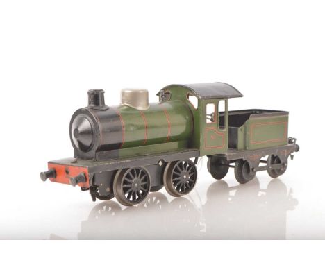 Marklin Gauge 1 Continental outline 0-4-0 tinprinted lined green Loco & Tender,  No.981, clockwork, additional weight added t