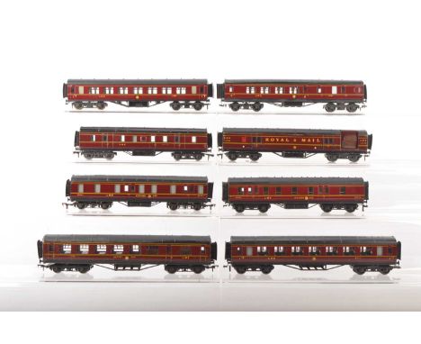 Exley 00 Gauge unboxed LMS maroon Main Line Corridor Coaches (9), Buffet Car, Kitchen Car (2), All First, Third/Brake, Royal 