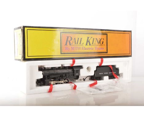 Rail King by MTH 0 Gauge New York Central black 0-8-0 Locomotive and Tender No 415 with Proto sound, in original box, E, box 