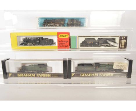 N Gauge Steam Locomotives (5), four boxed/cased examples, Hornby Minitrix, N202 BR 46400, Peco NL21 Jubilee class LMS 5713 Re