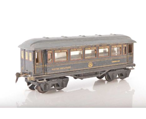 Marklin Gauge 1 Continental 'Wagon-lits Grand European Express' all Blue Restaurant car, varnish shrinkage to coach sides, 2 