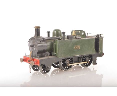 Scratch built 0 gauge 2-4-0 Metro GWR green class 455 Tank Loco,  No.1413, 3-rail electric, built and painted to a fair stand