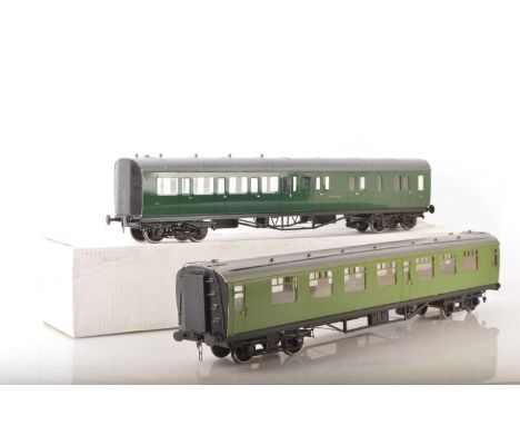 Tenmille or similar Gauge 1 (45mm) Kit built SR Bullied Composite coaches (2), consisting of a Brake composite No.4142, lacks