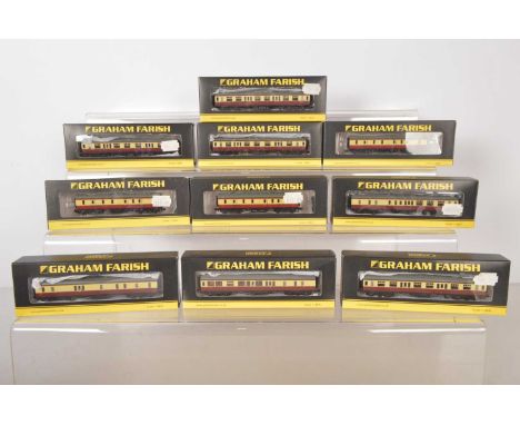 Graham Farish by Bachmann N Gauge BR Crimson and Cream Coaching Stock (10),  all boxed, Hawksworth examples, 374-535 (2), 374