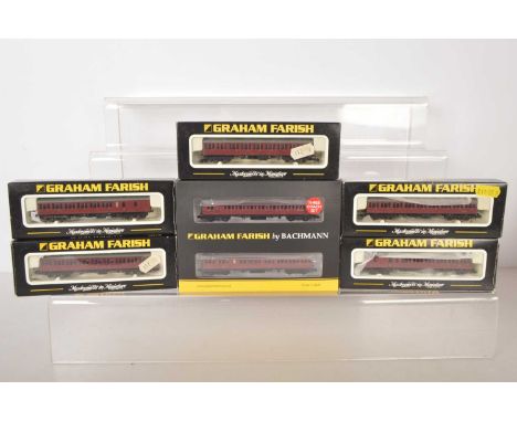 Graham Farish By Bachmann BR Crimson Coaches including a Three Coach Pack (6),  all boxed, 374-912 Set of three SE&CR 60' Bir
