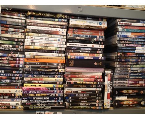 Shelf of approximately 120 mixed DVDs to include Deliverance . Not available for in-house P&amp;P, contact Paul O'Hea at Mail