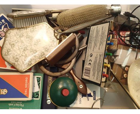 Tray of mixed collectibles including a Hohner Blues Harp harmonica. Not available for in-house P&amp;P, contact Paul O'Hea at