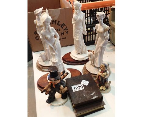 Mixed figurines including Hummel and Leonardo and two cased caemos. Not available for in-house P&amp;P, contact Paul O'Hea at