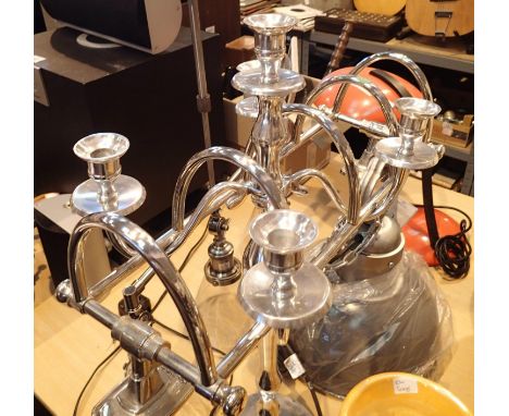 Chrome painted industrial ceiling lamp with a Laura Ashley ceiling light and candle holder. Not available for in-house P&amp;