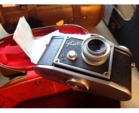 Finetta vintage camera with carrying case. Not available for in-house P&amp;P, contact Paul O'Hea at Mailboxes on 01925 65913