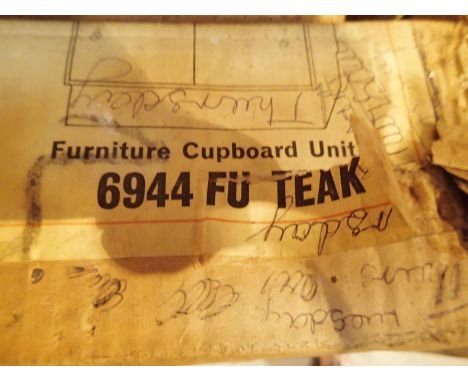 Boxed unused Cox Cabot teak record/shelf base unit 6931FU and furniture cupboard unit 6944TU teak. Not available for in-house