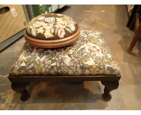 Two vintage tapestry upholstered footstools. Not available for in-house P&amp;P, contact Paul O'Hea at Mailboxes on 01925 659