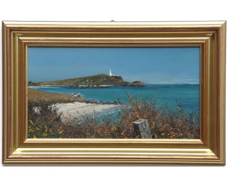 *JOHN HAMILTON (1919-1993, BRITISH) "Round Island" oil on panel, signed lower right 8 x 15 1/2 ins 