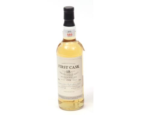 Highland Park (First Cask) aged 18 years Orkney single malt Scotch Whisky, distilled 1991, bottle number 138 cask number 1512
