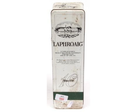 Laphraoig 10-year old unblended Islay malt Scotch Whisky, 75cl in original box and tin  