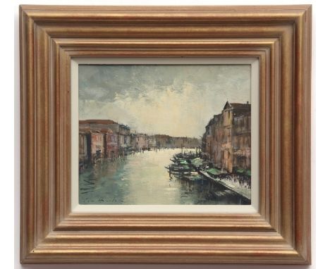 *IAN HOUSTON (BORN 1934, BRITISH) "October Light - The Grand Canal" gouache, signed lower left 9 x 10 1/2 ins Provenance: Man