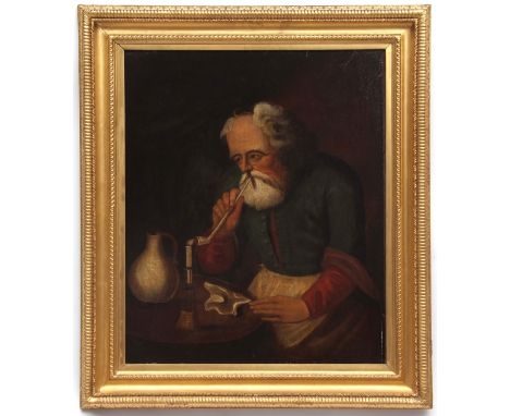 CONTINENTAL SCHOOL (18TH / 19TH CENTURY) Apothecary with pipe oil on canvas 28 x 23 ins 