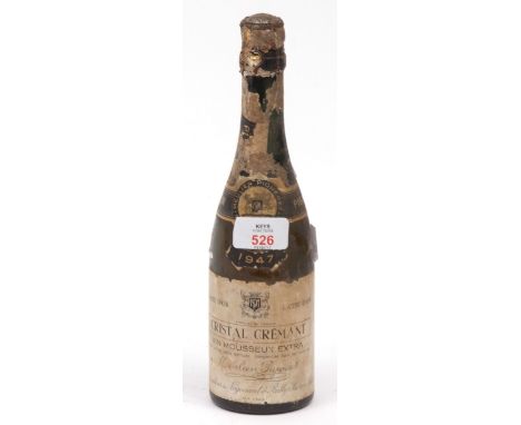 Single half bottle Cristal Cremant Vin Mousseux Extra Sparkling Wine 1947 