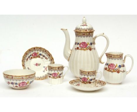 Early 20th century part coffee set made by Royal Worcester for Asprey s, comprising a coffee pot, milk jug and sugar bowl wit