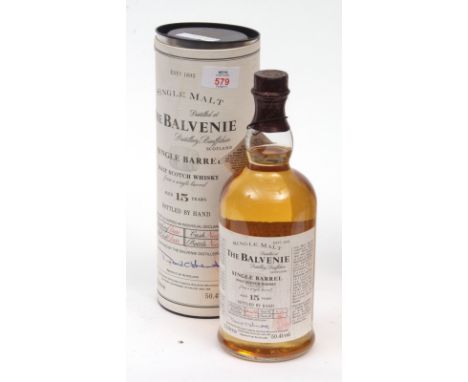 Balvenie single barrel malt Scotch Whisky, 15 years old, in cask 22/1/77, bottled 22/1/95, 1ltr, boxed  